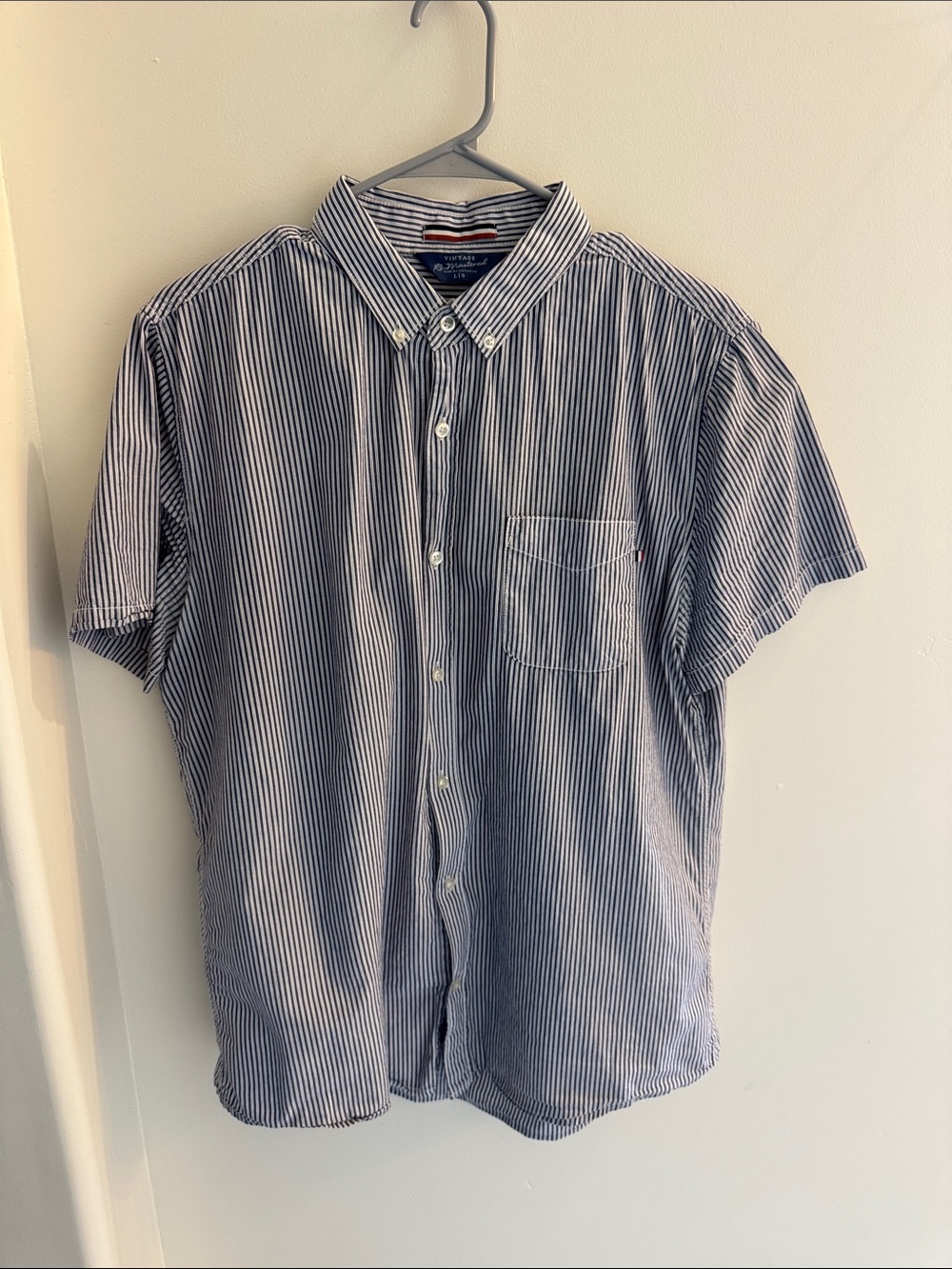 Cotton On Men's Short-Sleeve Button-Down Shirt - Blue & White Stripes